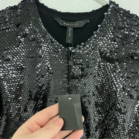 BCBGMaxAzria Sequin Black Cardigan Jacket NWT women’s size XS - Picture 3 of 9